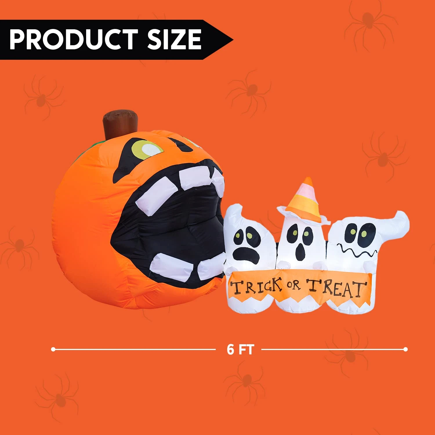 6ft Halloween Trick Or Treat - Pumpkin Eat Ghosts 7 6ft Halloween Trick Or Treat - Pumpkin Eat Ghosts - Image 5