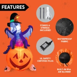 Tall Dragon On Pumpkin Inflatable (5 Ft) -Joiedomi image 5 93c74f8d 8504 498d a9be 2196110068ab