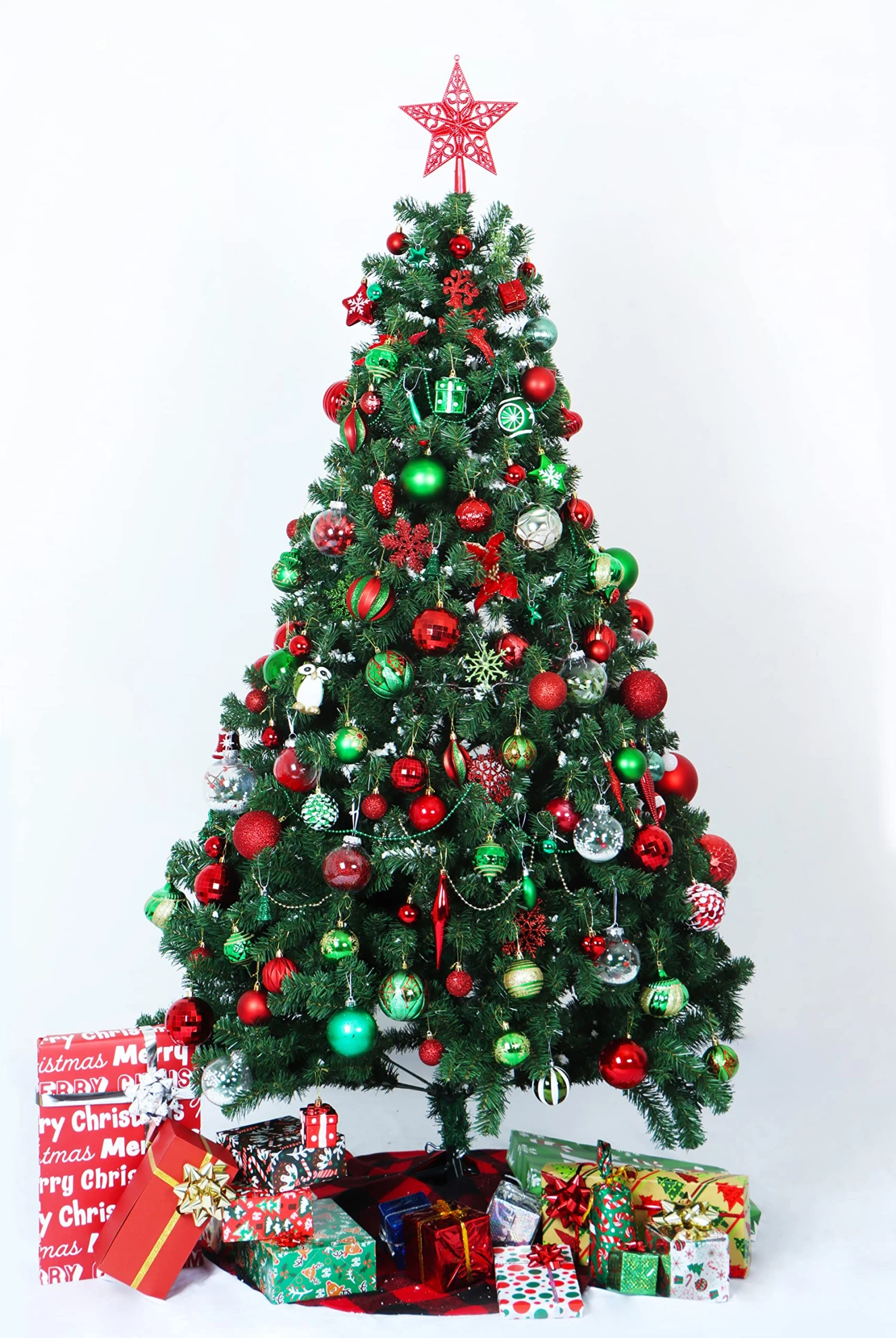 132 Pcs Red, Green, White Christmas Assorted Ornaments With A Silver Star Tree Topper 8 132 Pcs Red, Green, White Christmas Assorted Ornaments With A Silver Star Tree Topper - Image 6