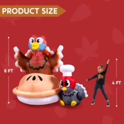 Large Turkey On A Pumpkin Pie Inflatable (6 Ft) -Joiedomi image 5 a9a3a667 6e2b 42c5 8120 8b5cf1cbe760