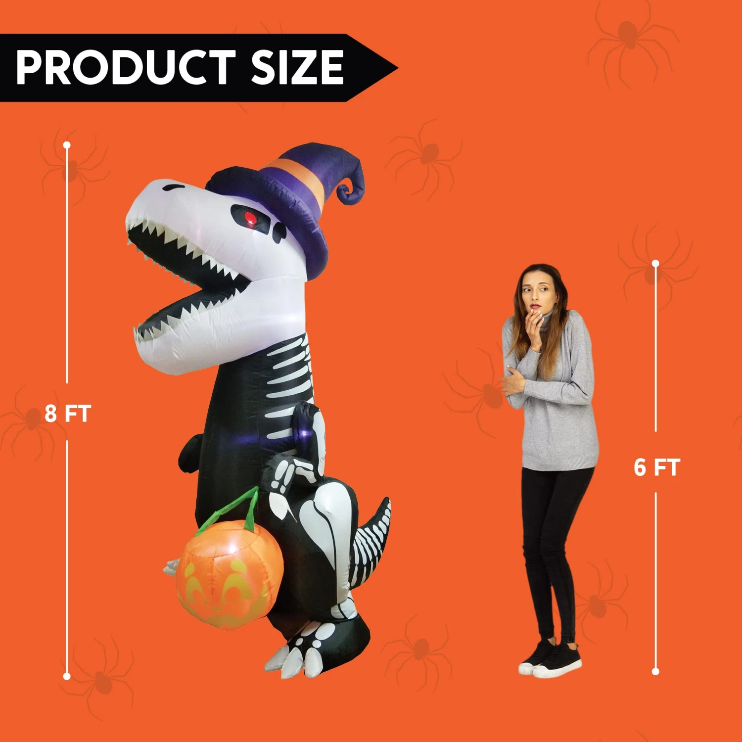 Jumbo Halloween Skeleton Dinosaur Inflatable (8 Ft) 7 Jumbo Halloween Skeleton Dinosaur Inflatable (8 Ft) - Image 5