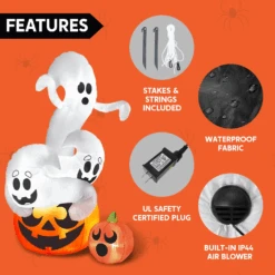 Halloween Large Twisting Ghosts On A Pumpkin Inflatable (6 Ft) 13 Halloween Large Twisting Ghosts On A Pumpkin Inflatable (6 Ft) -Joiedomi image 5 d5ace53e 2dd0 4139 b365 46fd29bf5633