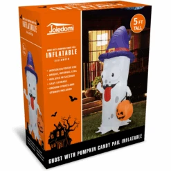 Tall Ghost With Pumpkin Candy Pail Inflatable (5 Ft) -Joiedomi image 5 da63a54c af9e 419b b68b a06348af58ef