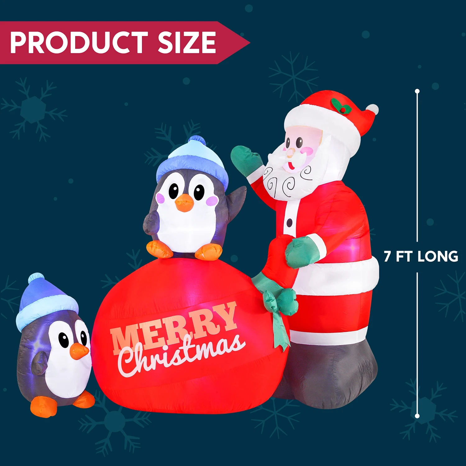 Large Penguins With Santa Inflatable (7 Ft) 7 Large Penguins With Santa Inflatable (7 Ft) - Image 5