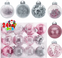 24Pcs Pink Plastic Clear Ball Ornaments With Filling -Joiedomi image 6 0322c67a 4c27 4cc3 a8dd 239b64cc34f7