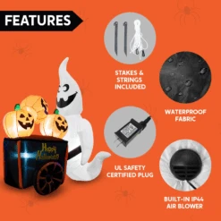 Halloween Large Ghost Pushing Pumpkin Cart Inflatable (6 Ft) -Joiedomi image 6 082d134a 1f75 44f5 9b24 4fb3e386dfa4