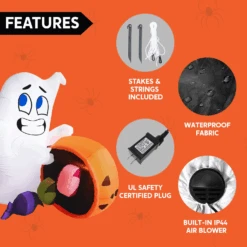 Tall Halloween Cute Ghost Dump Pumpkin Candy Bag Inflatable (5 Ft) -Joiedomi image 6 1178c9bc 7974 4e75 86e7 a4e1078edbf1