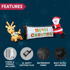 8ft Reindeer Pulling Banner With Santa Banner Christmas Inflatable -Joiedomi image 6 2c26ff06 b249 4ec8 80b3 3ec9613bdb96