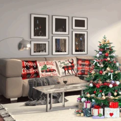 4 Pcs Christmas Buffalo Plaid Pillow Covers Reindeer & Truck -Joiedomi image 6 4008f881 9c53 4e3e 8703 45a8cd90f82f