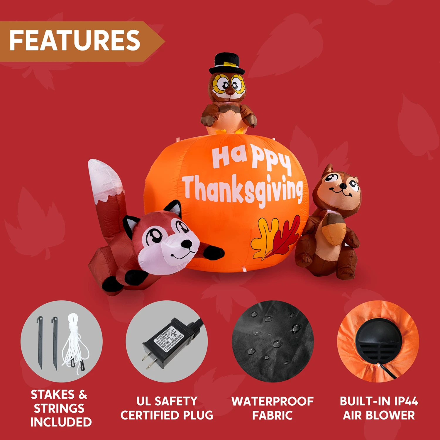 6ft Long Animal's Thanksgiving Thanksgiving Inflatable 8 6ft Long Animal's Thanksgiving Thanksgiving Inflatable - Image 6