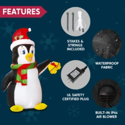 Tall Christmas Holiday Penguin Inflatable (5 Ft) -Joiedomi image 6 68c42291 b80a 4dc7 9461 b0deb77b484f