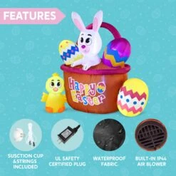 Large Easter Basket With Build-in LEDs Inflatable Outdoor Decoration (6ft) -Joiedomi image 6 8624e2b6 4cc1 4191 8543 f1e13a6a186d