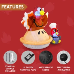 Large Turkey On A Pumpkin Pie Inflatable (6 Ft) -Joiedomi image 6 8a4df2df 17ae 4501 9689 366a13e1b41e