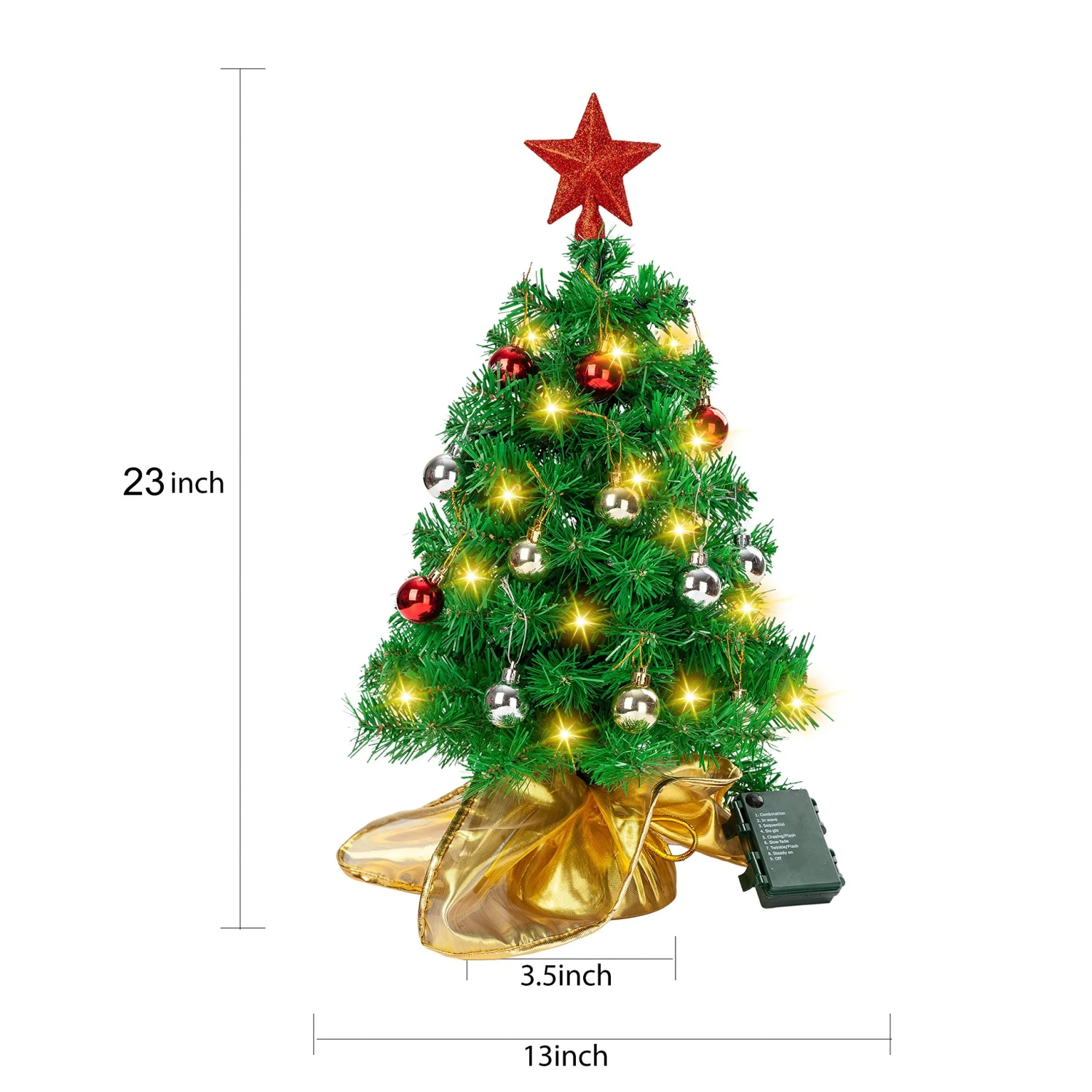23in Prelit Table-top Christmas Tree With DIY Kits (Gold) 8 23in Prelit Table-top Christmas Tree With DIY Kits (Gold) - Image 6