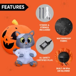 4 FT Tall Halloween Inflatable Mummy Cat Pumpkin -Joiedomi image 6 af815f93 bb1e 45b0 bed3 7f95c6c58d0f