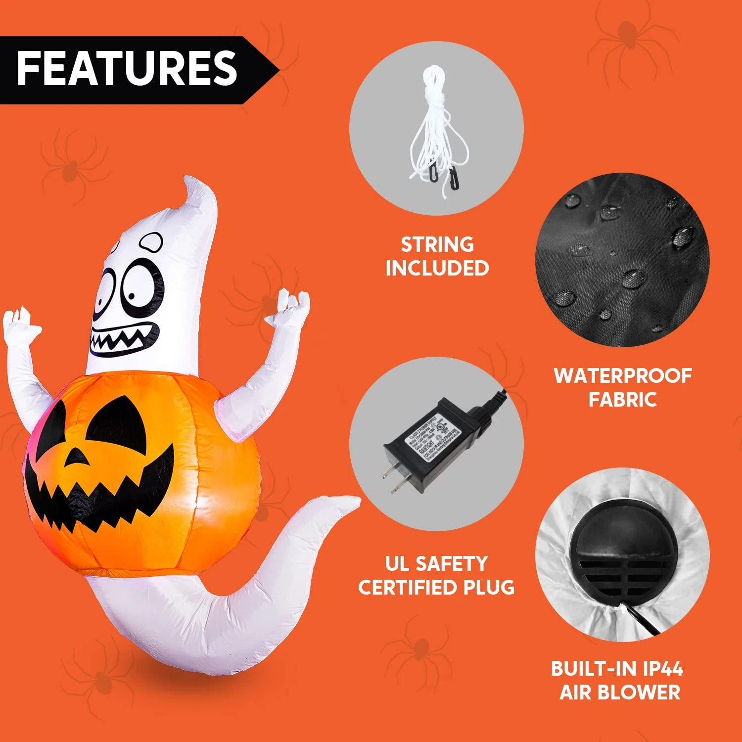 4ft Halloween Inflatable Ghost In A Pumpkin 8 4ft Halloween Inflatable Ghost In A Pumpkin - Image 6