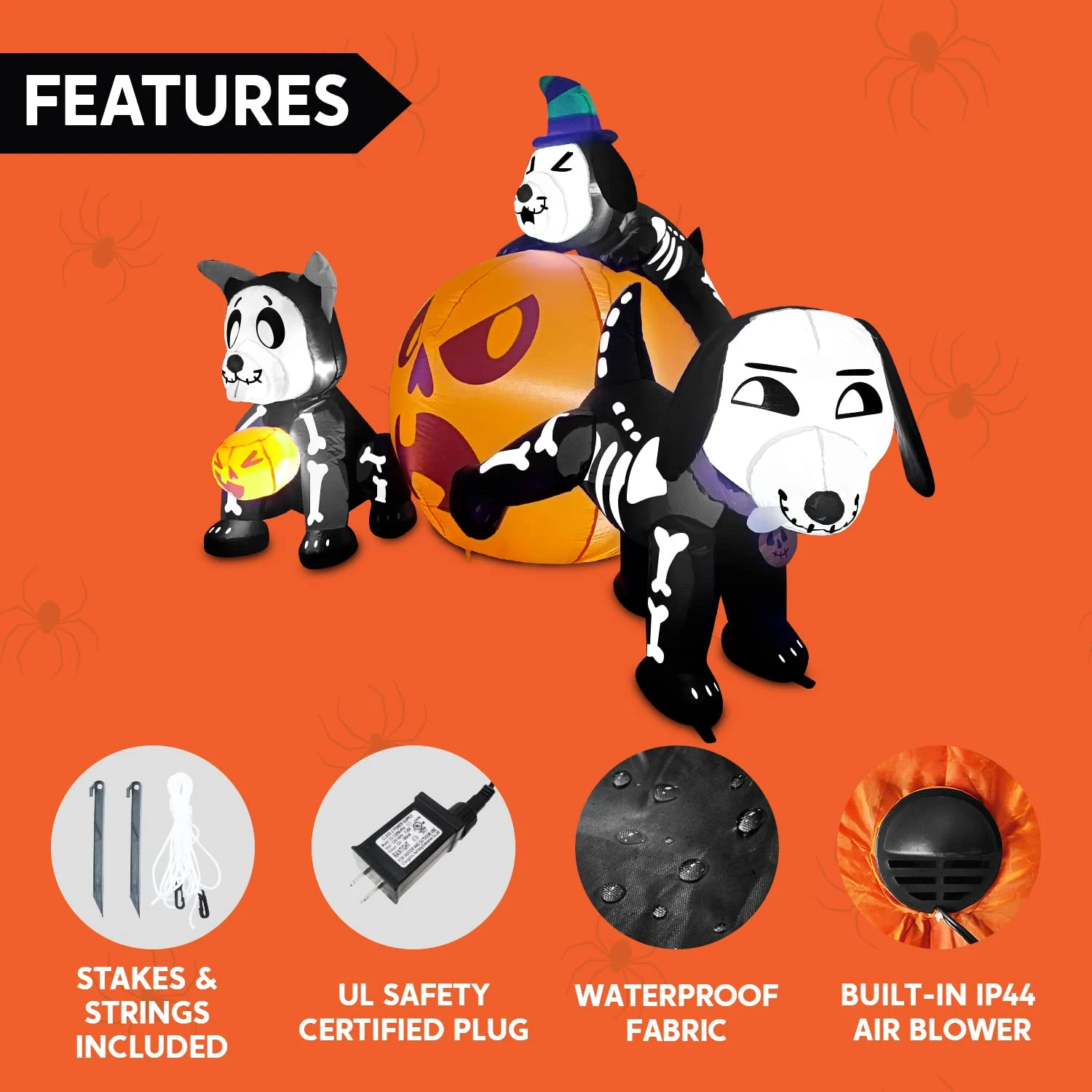 6ft Halloween Skeleton Dog With Pumpkin Set 8 6ft Halloween Skeleton Dog With Pumpkin Set - Image 6