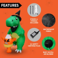 6ft Halloween Inflatable Dinosaur Catching Candy Corn -Joiedomi image 6 f168232e bb99 4176 8c90 0c0fc4504e20