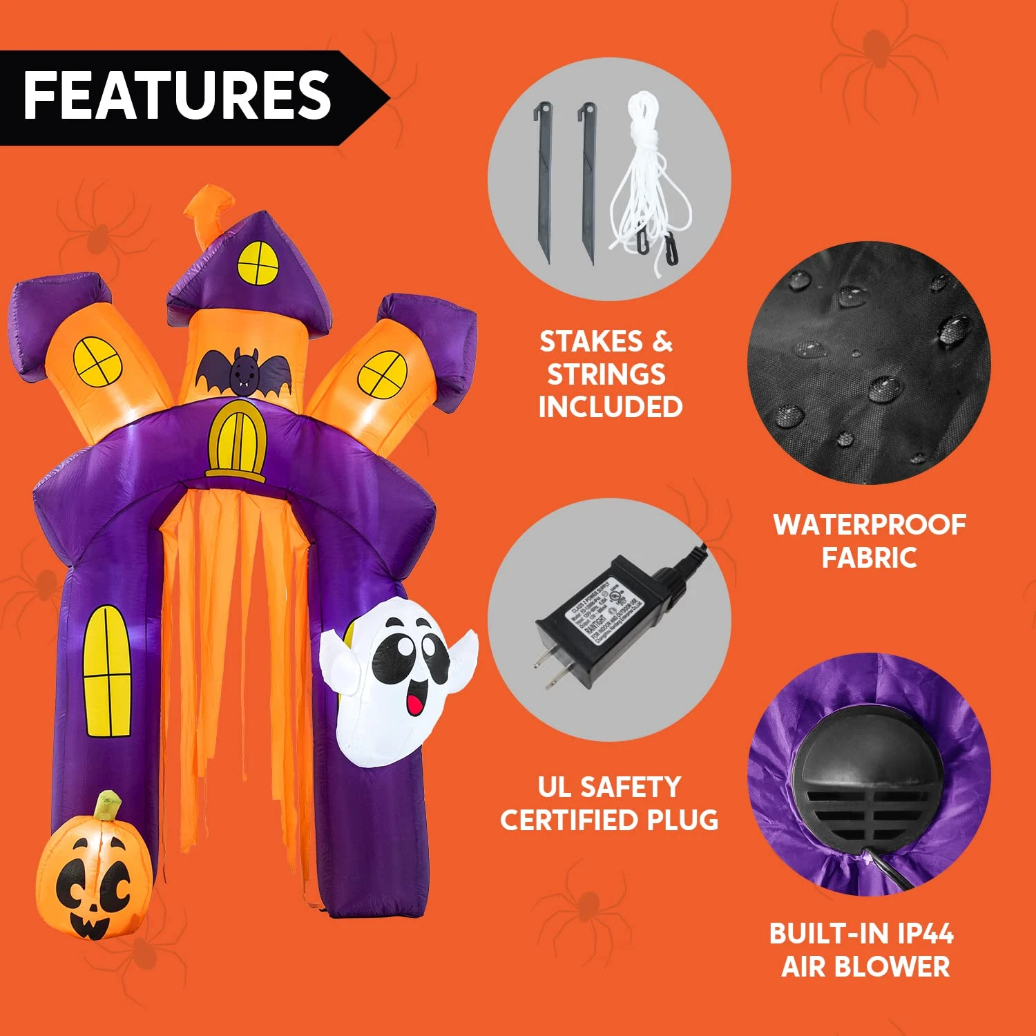 8.5 FT Tall Halloween Inflatable Twisted Castle Archway 8 8.5 FT Tall Halloween Inflatable Twisted Castle Archway - Image 6