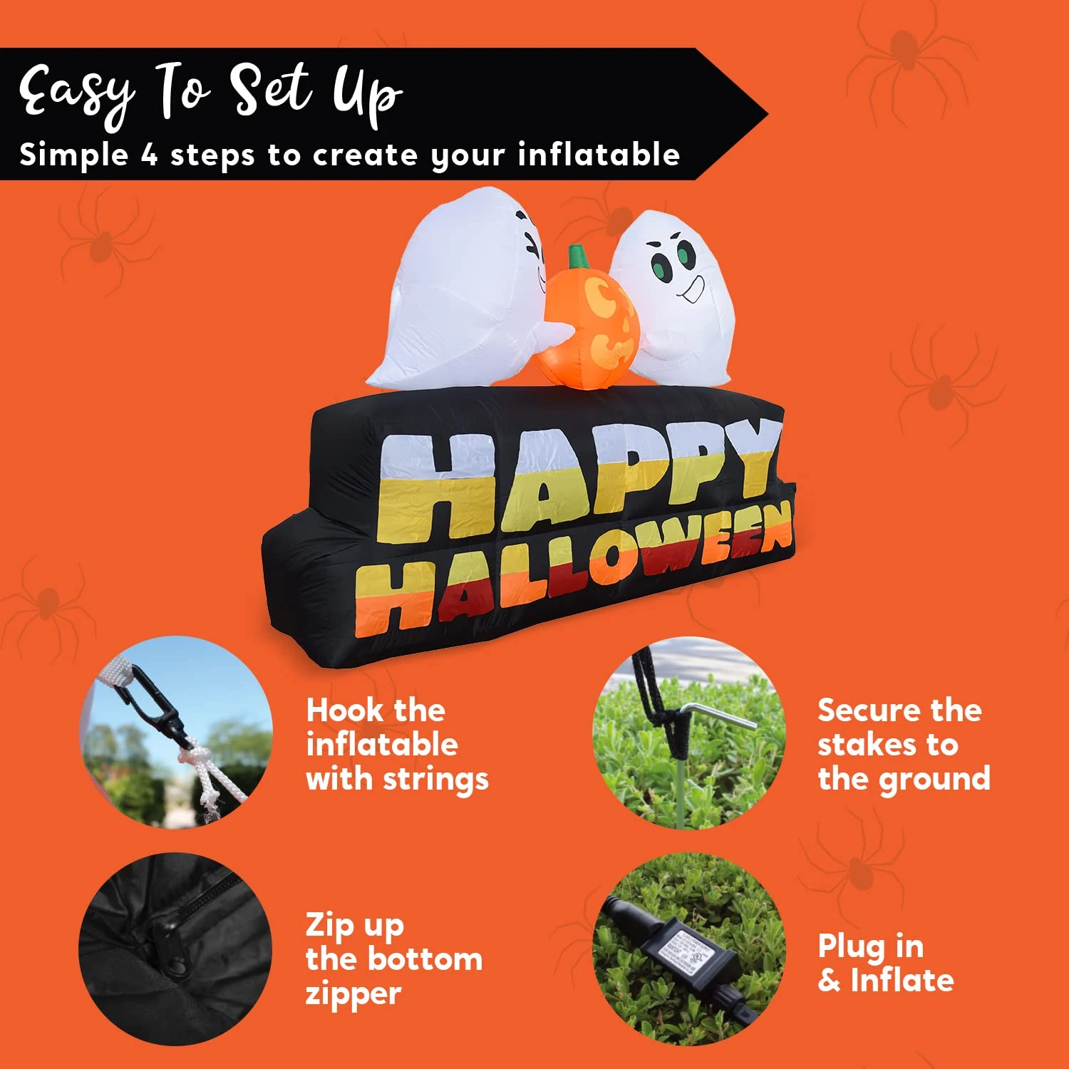 7ft Happy Halloween With Pumpkin And Characters 9 7ft Happy Halloween With Pumpkin And Characters - Image 7