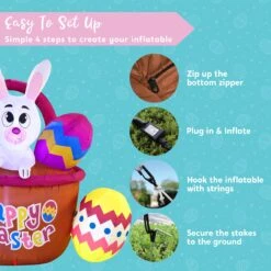 Large Easter Basket With Build-in LEDs Inflatable Outdoor Decoration (6ft) -Joiedomi image 7 41221ead adea 4c53 ac3b 698b549ab460