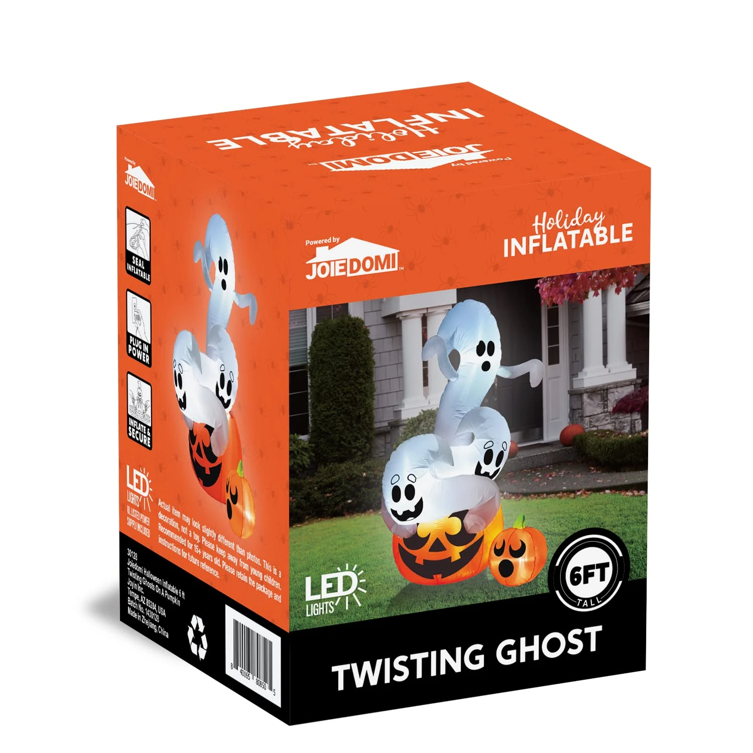 Halloween Large Twisting Ghosts On A Pumpkin Inflatable (6 Ft) 9 Halloween Large Twisting Ghosts On A Pumpkin Inflatable (6 Ft) - Image 7