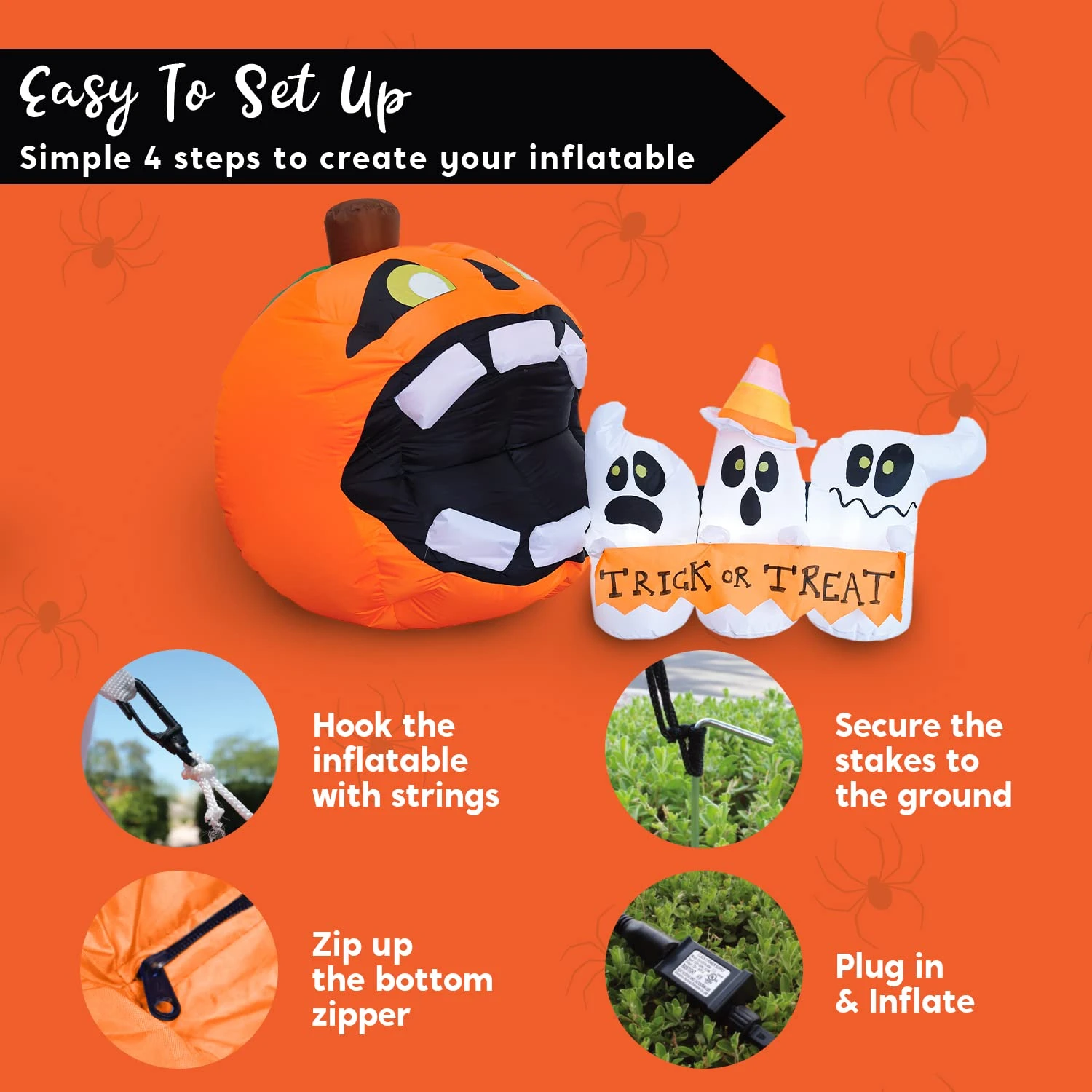 6ft Halloween Trick Or Treat - Pumpkin Eat Ghosts 9 6ft Halloween Trick Or Treat - Pumpkin Eat Ghosts - Image 7