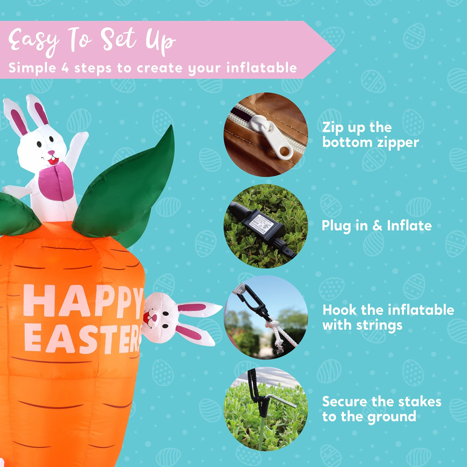 6ft Easter Inflatable Decoration Carrot 9 6ft Easter Inflatable Decoration Carrot - Image 7