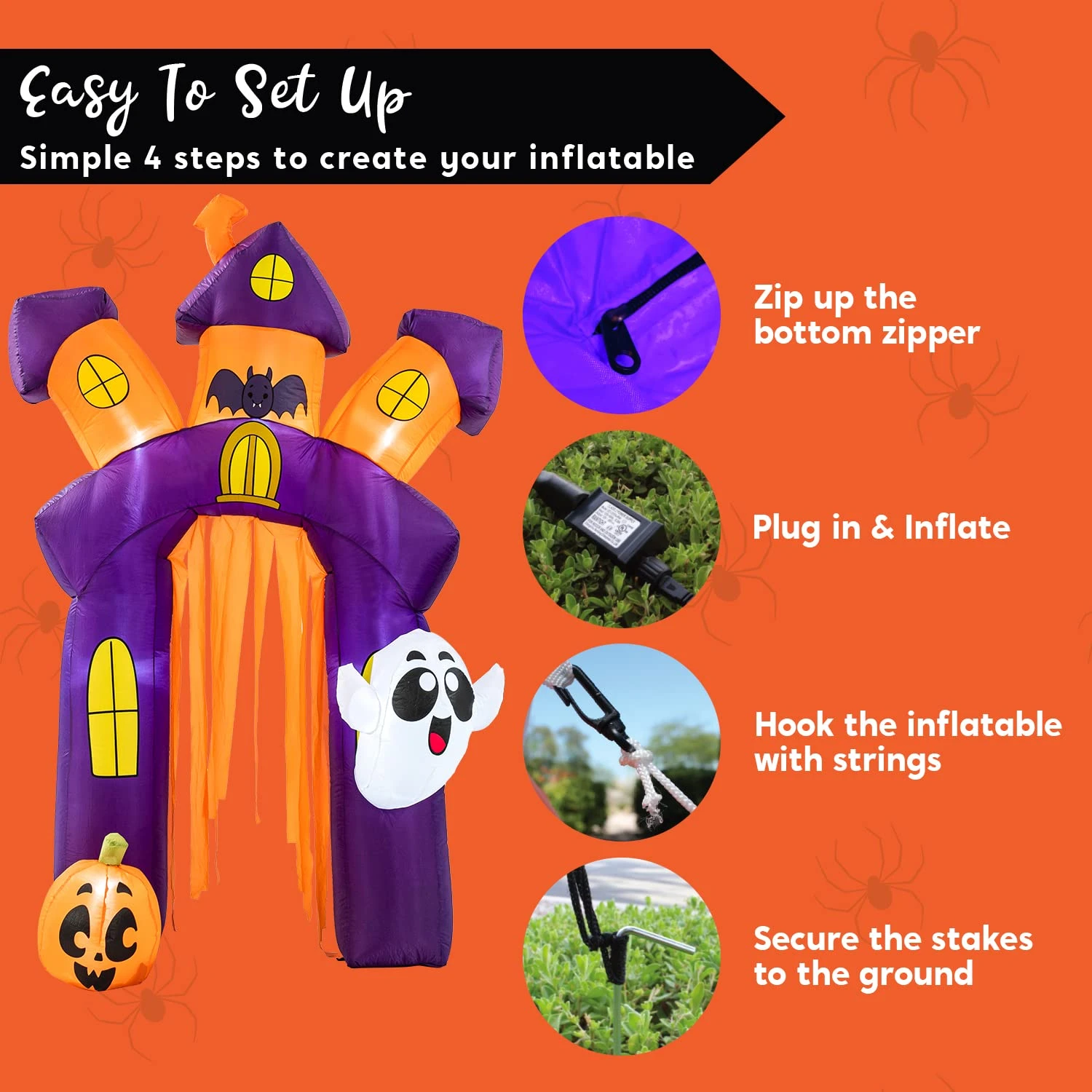 8.5 FT Tall Halloween Inflatable Twisted Castle Archway 9 8.5 FT Tall Halloween Inflatable Twisted Castle Archway - Image 7