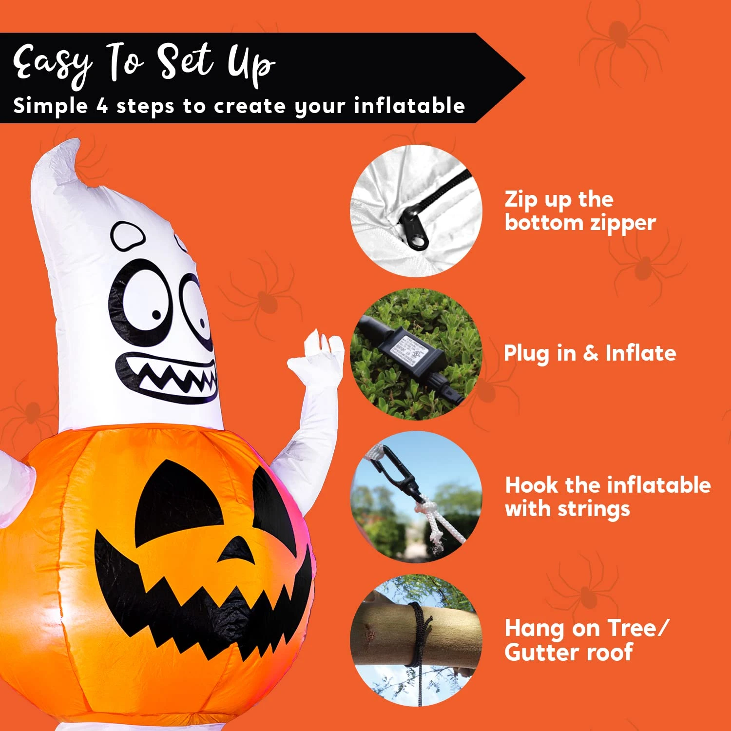 4ft Halloween Inflatable Ghost In A Pumpkin 9 4ft Halloween Inflatable Ghost In A Pumpkin - Image 7