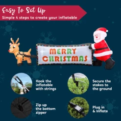 8ft Reindeer Pulling Banner With Santa Banner Christmas Inflatable -Joiedomi image 7 931decec 87ae 4ba4 8854 047f53b23fd7
