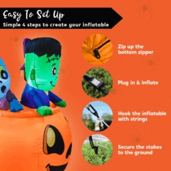 Halloween Tall Three Characters On Pumpkin Inflatable (5 Ft) -Joiedomi image 7 b367d390 86cc 4786 b048 db8b7bae70b5