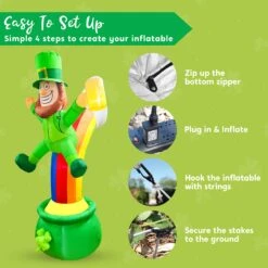 Large St Patrick Leprechaun On Rainbow Pot Of Gold Inflatable (7 Ft) 17 Large St Patrick Leprechaun On Rainbow Pot Of Gold Inflatable (7 Ft) -Joiedomi image 7 dca1aa01 a82a 4c07 9d2e 23692b3f12c8
