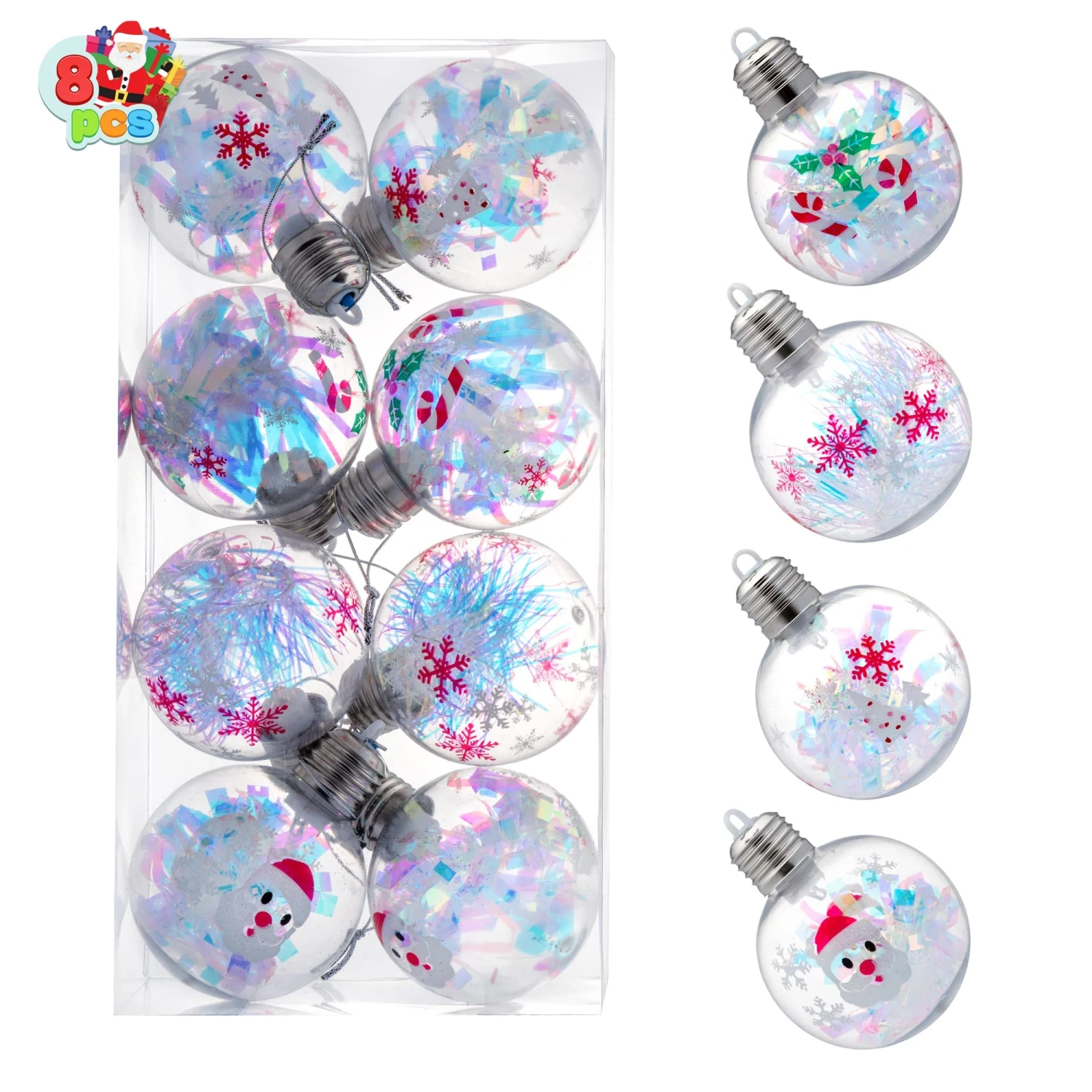 8 PcsLighted Holopaper Filling Ornaments With Cartoon Design 3.15in 9 8 PcsLighted Holopaper Filling Ornaments With Cartoon Design 3.15in - Image 7