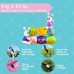 Large Happy Easter Sign Inflatable Outdoor Decorations (6 Ft) -Joiedomi image 7 e4acbecf 6e44 4f90 8548 c99b33a71054
