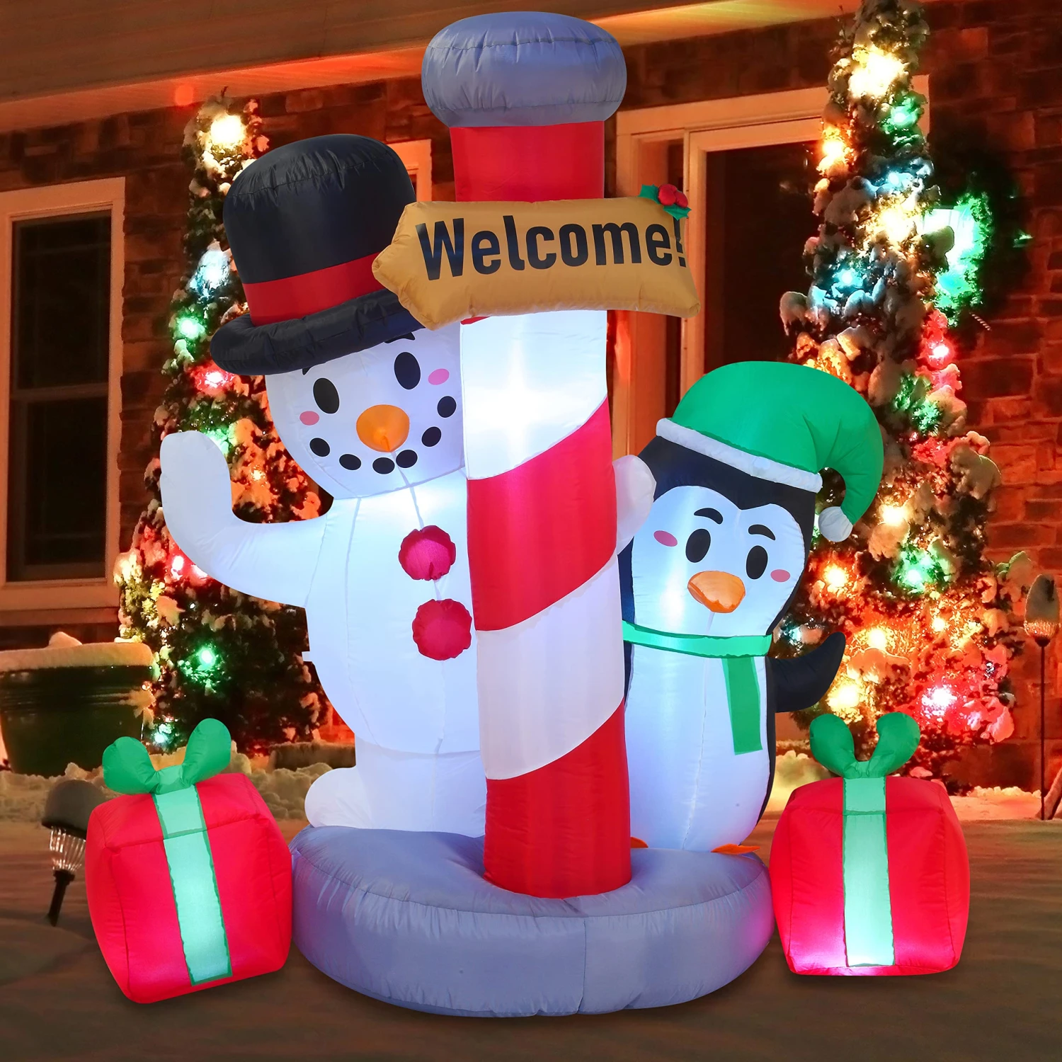 6 FT Tall Inflatable Christmas Welcome Sign With A Penguin And Snowman 10 6 FT Tall Inflatable Christmas Welcome Sign With A Penguin And Snowman - Image 8