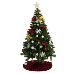 36in Red Buffalo Plaid Christmas Tree Skirt -Joiedomi jnocvE7w