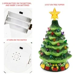 7in Ceramic Christmas Tree With Candy Cane -Joiedomi seIdmpPA